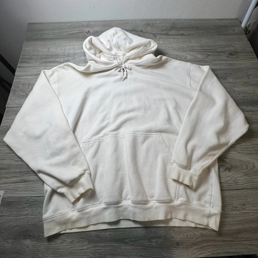 Adidas Hoodie Men 3XL White Vintage 2006 Embroidered Logo Oversized Pullover
